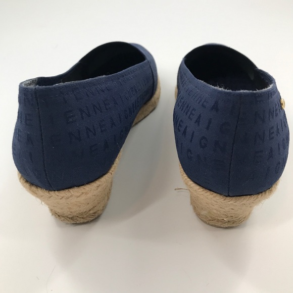 Etienne Aigner Navy Low Wedge Espadrilles Size 10 - Picture 5 of 8